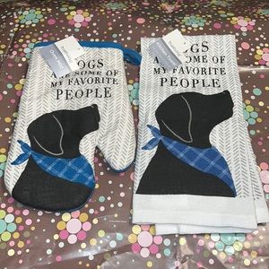 New “DOGS ARE SOME OF MY FAVORITE PEOPLE” True living Kitchen Towel & Oven Mitt